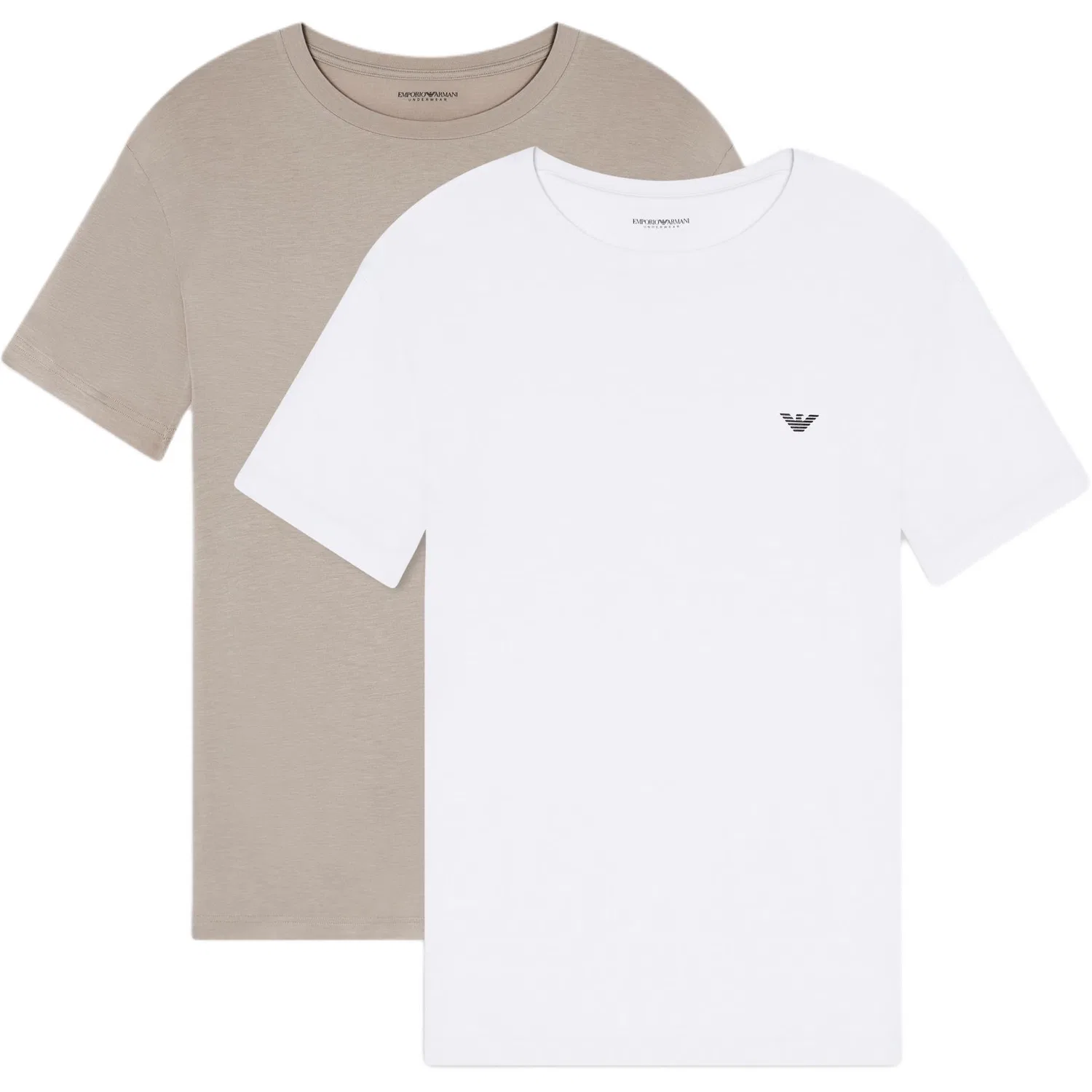 Мужской комплект футболок с коротким рукавом EMPORIO ARMANI SS26 2 Pack, Белый+Коричневый