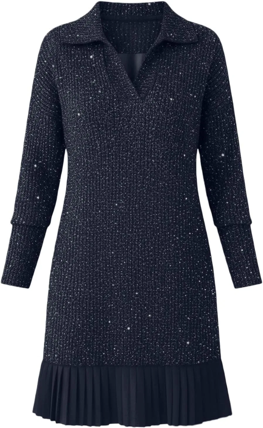 Женское платье с блестками поло-горловина мини Sequin, Dark Blue — фото 2