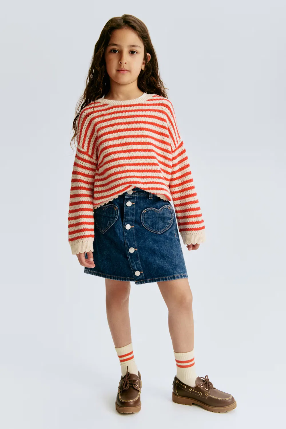 Джинсовая юбка А-силуэта H&M, Denimblau/Herzen — фото 3