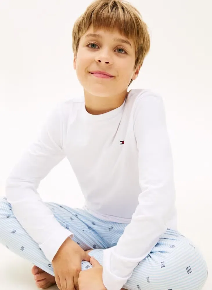 Комплект пижамный с длинным рукавом Signature Tommy Hilfiger, белый