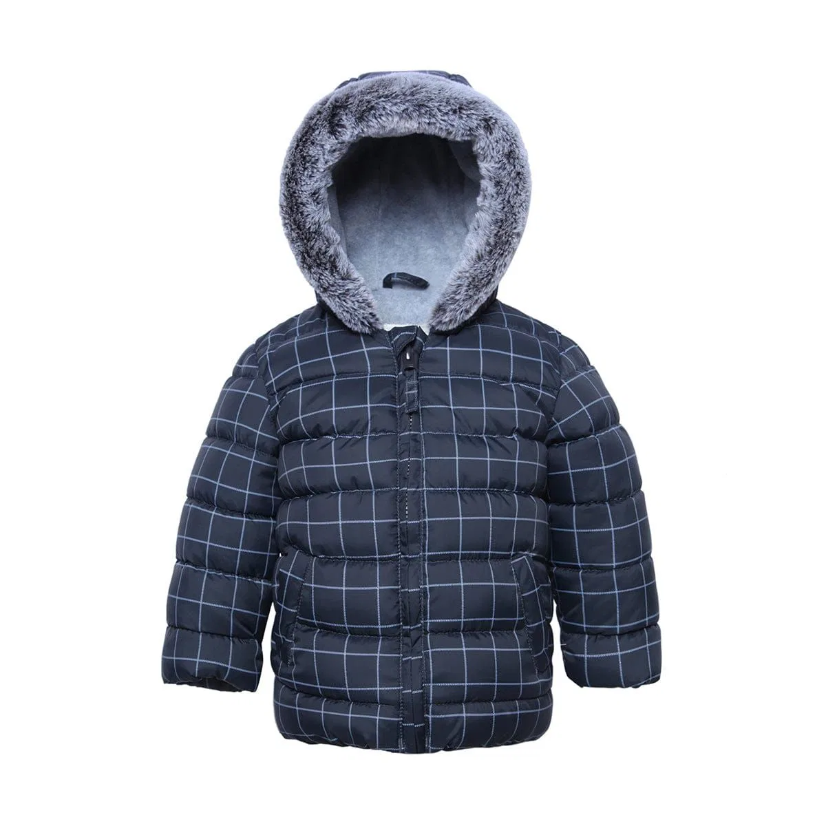Детская куртка-пуховик с флисовой подкладкой Rokka&Rolla, Dark Gray Check