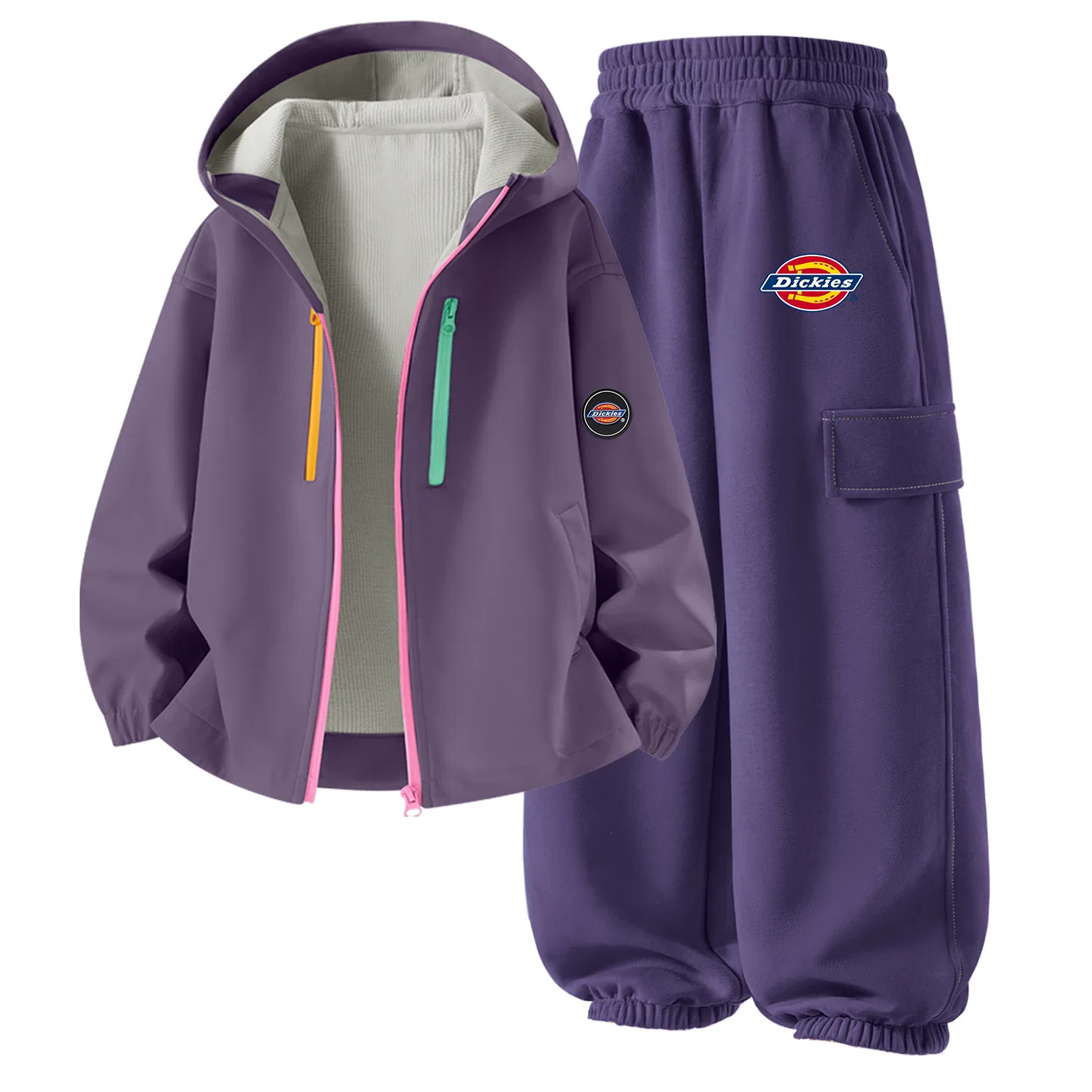 Детский комплект из худи и брюк с принтом, модель Sinch Round Hook-and-Loop K Island Blue+S Logo Thick K Black, Dickies, Black — фото 3
