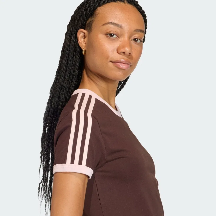 Футболка с принтом 3 Stripes Slim Tee adidas, Бело-черный — фото 4
