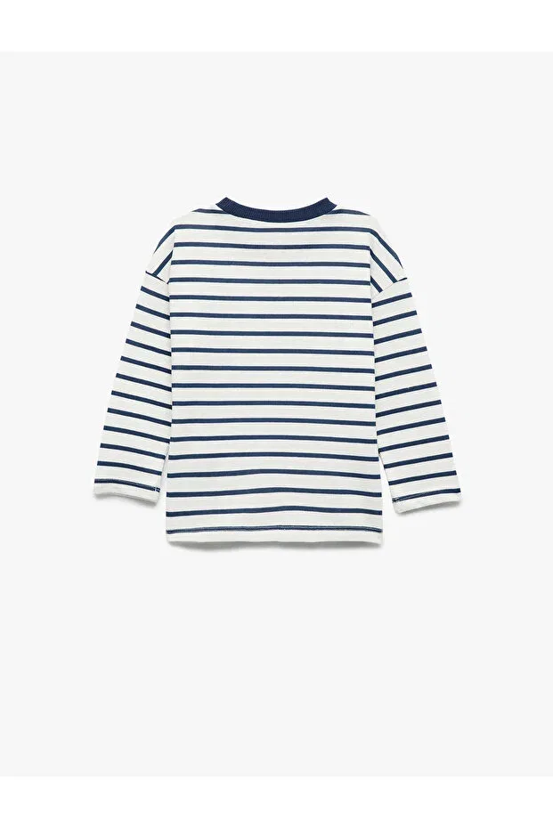 Детская футболка с длинным рукавом с принтом Koton, Ecru Striped — фото 2
