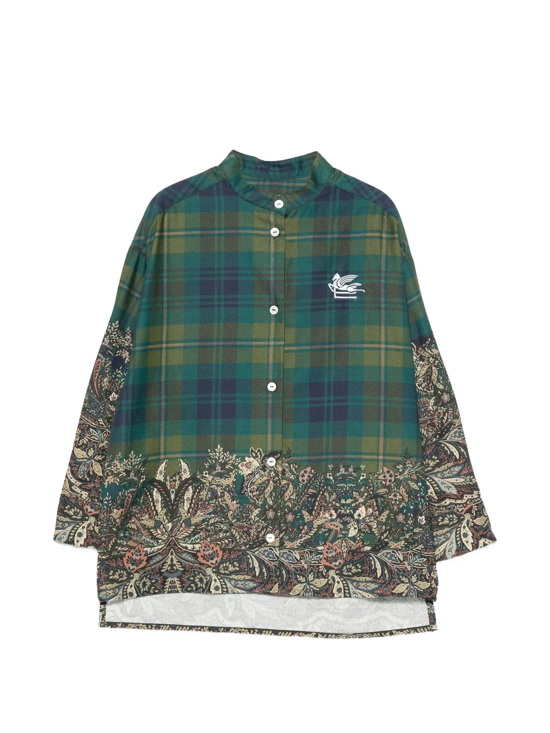 Клетчатая рубашка с узором пейсли Etro Kids, зеленый