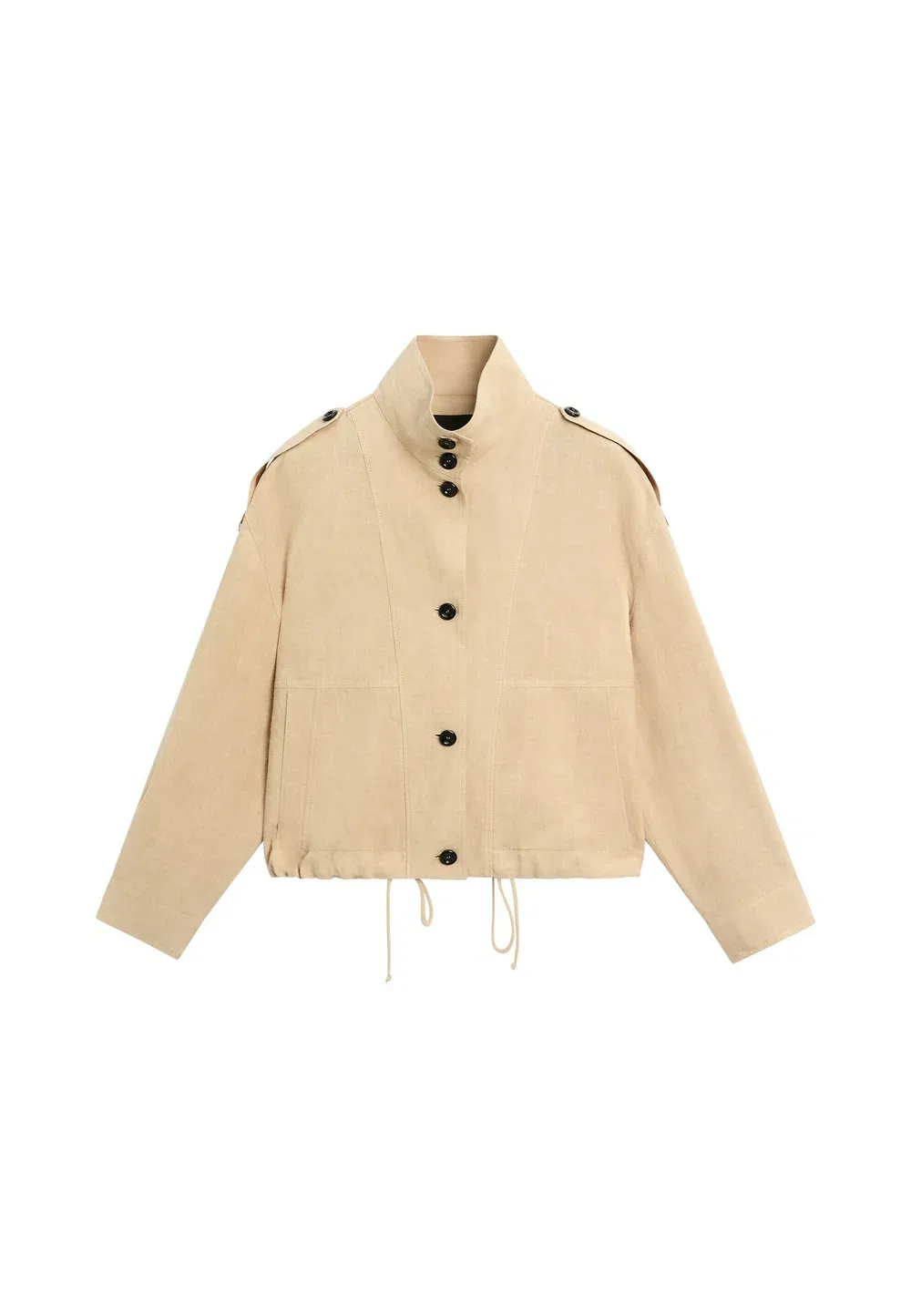 Свободная куртка-бомбер из 100% льна - летняя куртка Massimo Dutti, Mustard Yellow — фото 4