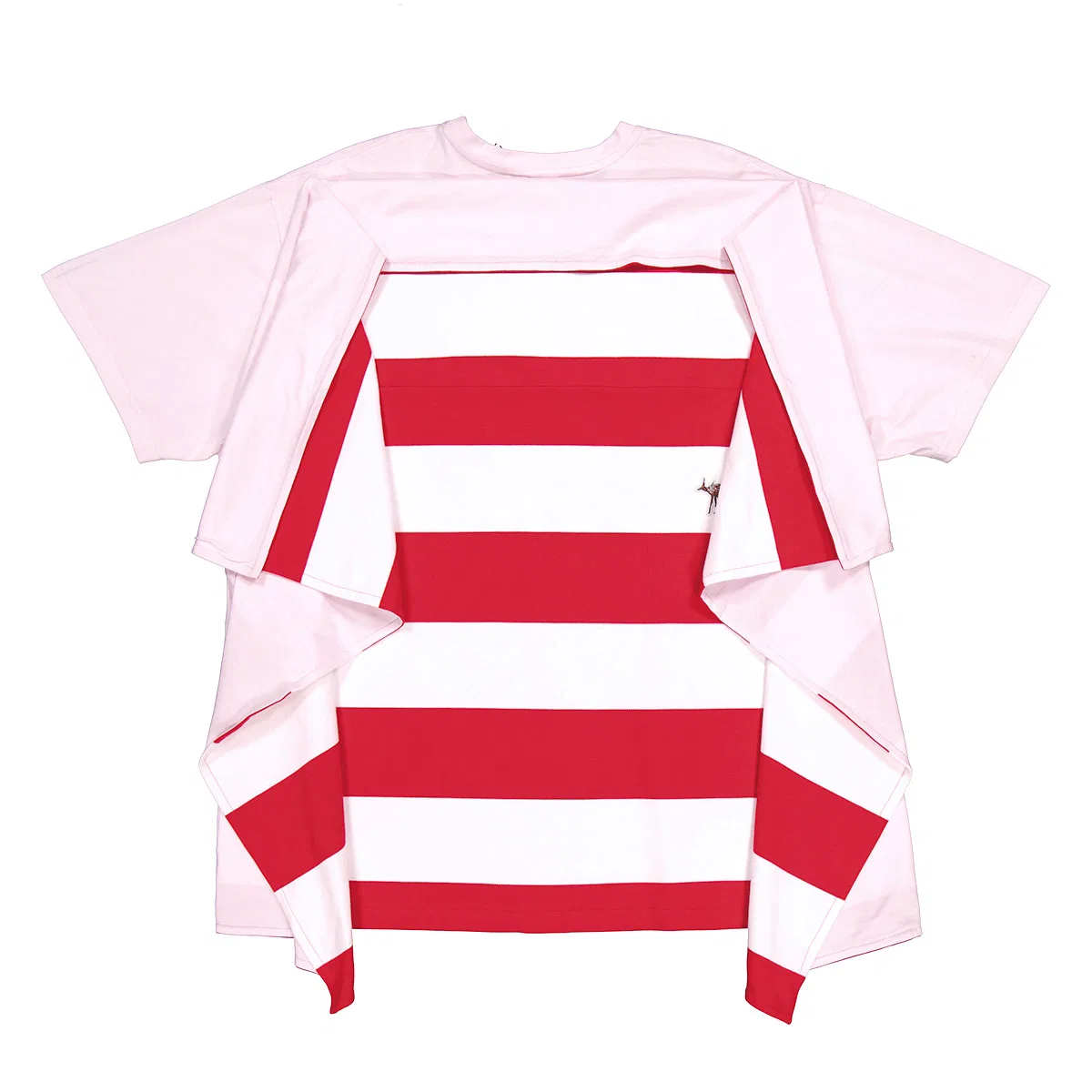 Футболка оверсайз с накидкой и принтом Pale Pink Striped Cape Detail Cotton Oversized T-shirt Burberry, Pale Pink — фото 2