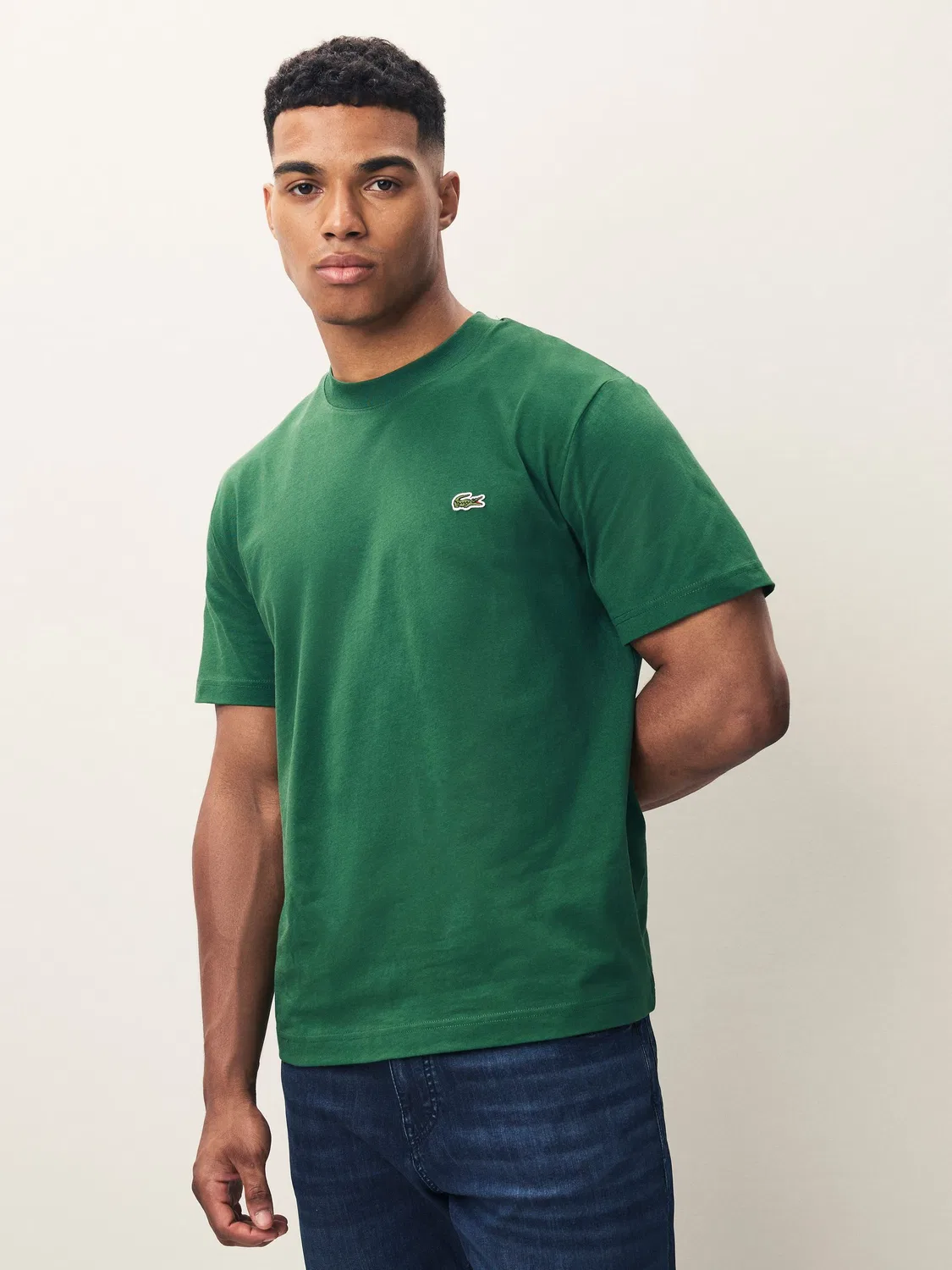 Lacoste Зеленая футболка свободного кроя из хлопкового джерси среднего веса