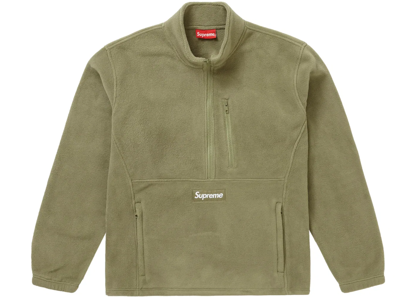 Мужской пуловер с принтом Supreme Polartec Half Zip Pullover (FW21), Light Olive