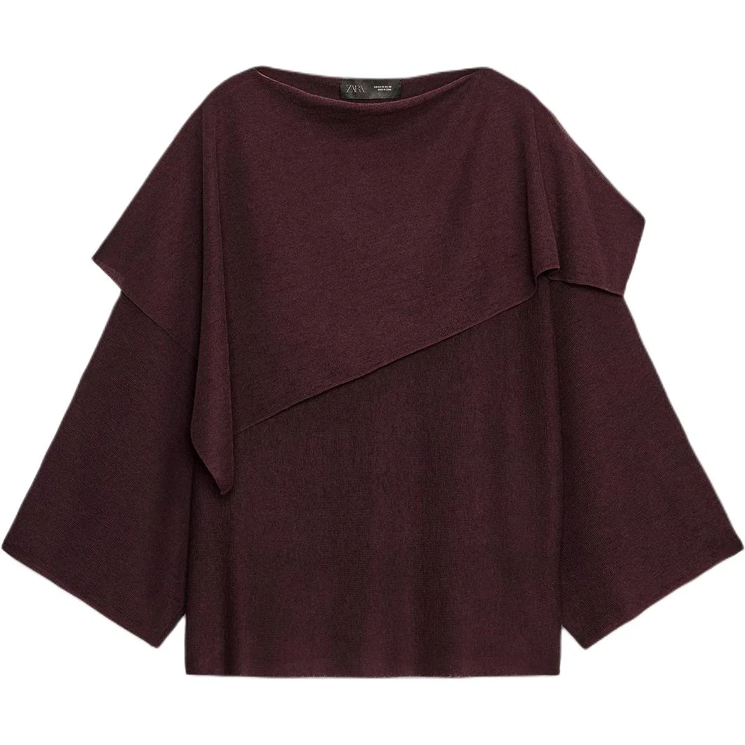 Женский свитер с воротником-стойкой Eggplant Purple ZARA, Eggplant Purple