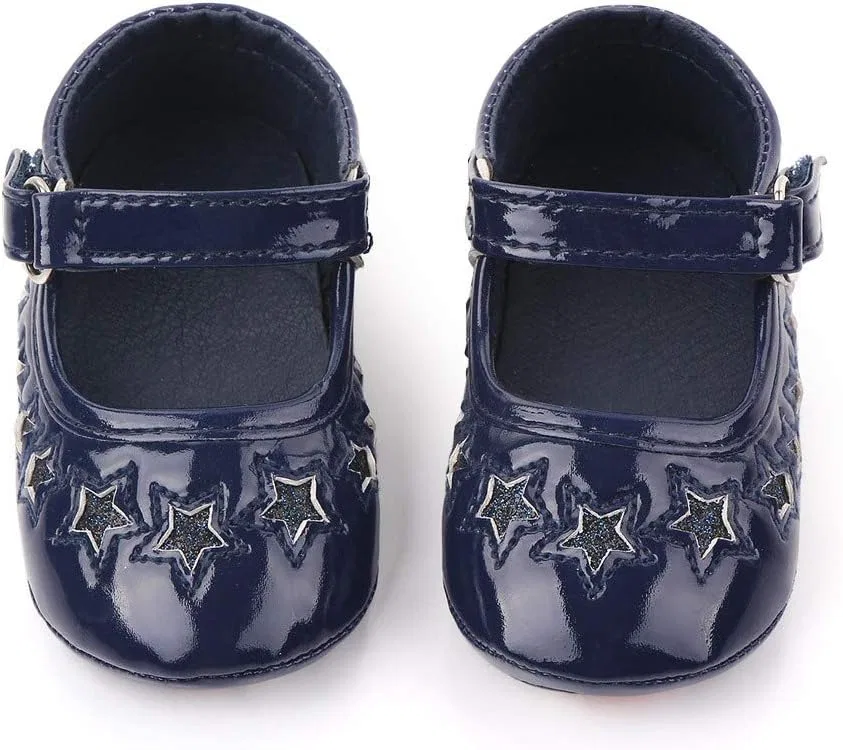 Детские туфли Мэри Джейн для девочек Princess Wedding Dress Ballet Shoes Non-Slip Toddler First Walkers Crib Shoes Purepips, Navy Blue — фото 4