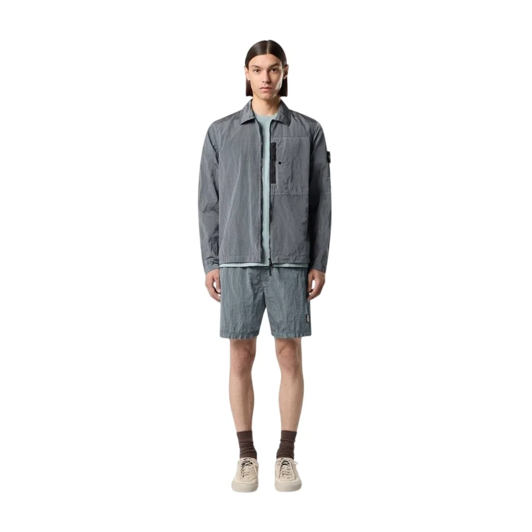 Рубашка-куртка Stone Island Zip-up With Chest Pocket, пепельно-серый
