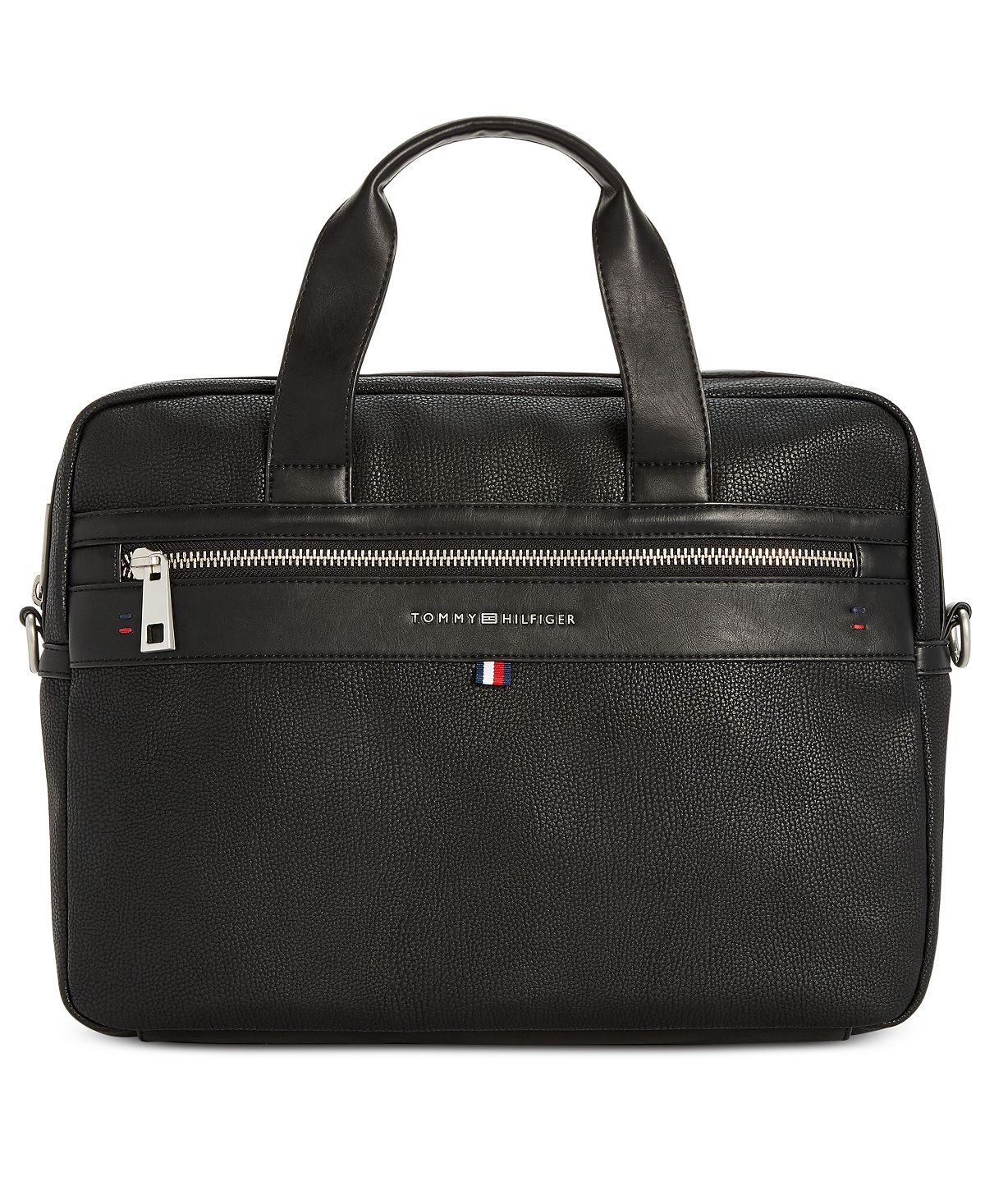 Мужской портфель Tommy Hilfiger Pebble Faux-Leather Leo Briefcase, черный - фото