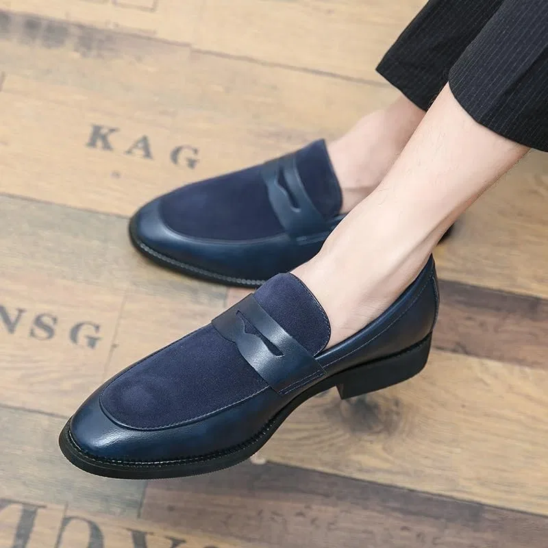 Лоферы кожаные замшевые мужские Loafers Blue PUGHGAETZF — фото 2