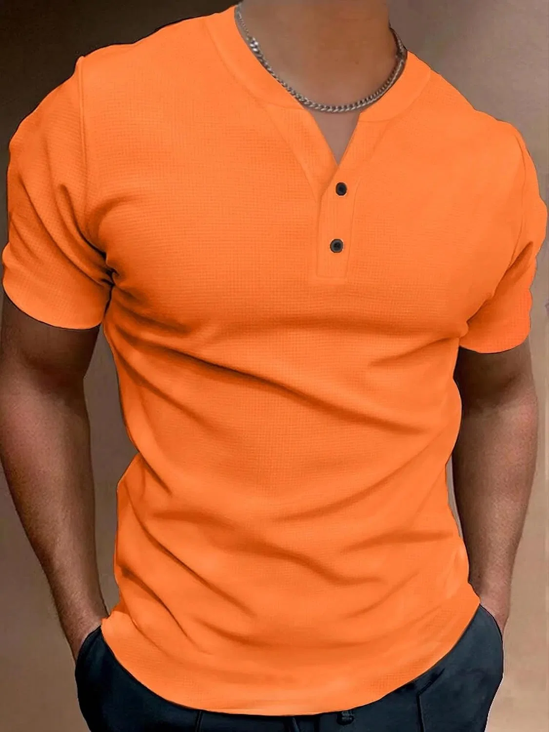 Мужская футболка с вырезом каре Short Sleeve, Orange — фото 3