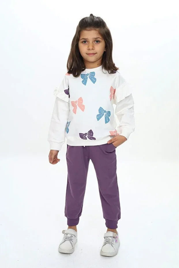 Детский комплект для девочек с принтом Bow Printed Toontoy, Purple