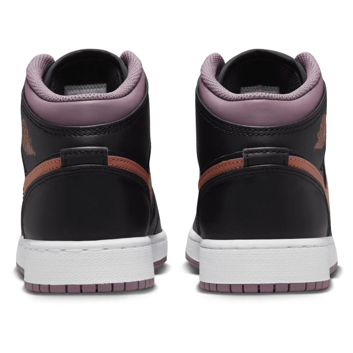 Детские кроссовки для мальчиков Air Jordan 1 Mid Se Big Kids Shoes NIKE, Black Sky J Mauve White Sky J Orange — фото 3