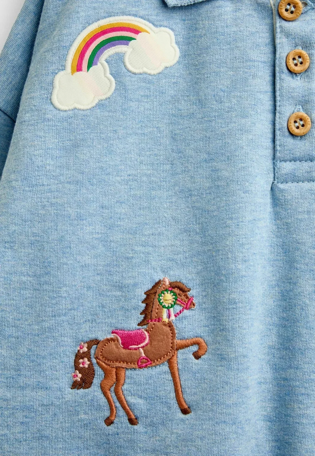 Толстовка с воротником и аппликацией в виде значка - толстовка Jojo Maman Bébé, Blue Horse — фото 4
