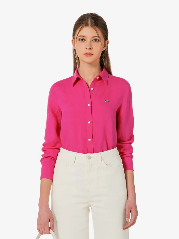 Женская рубашка из льна регулярного кроя LACOSTE, Pink