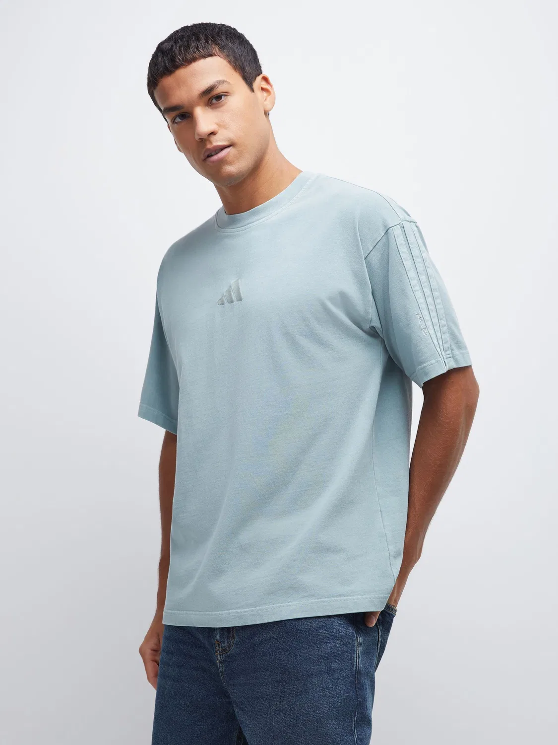 Футболка, хлопок, All SZN Washed adidas, светло-голубой