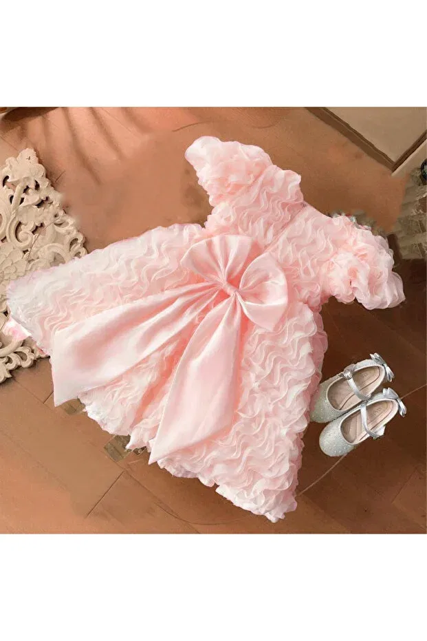 Детское платье для девочек сатиновое Design Melek Golden, Pink