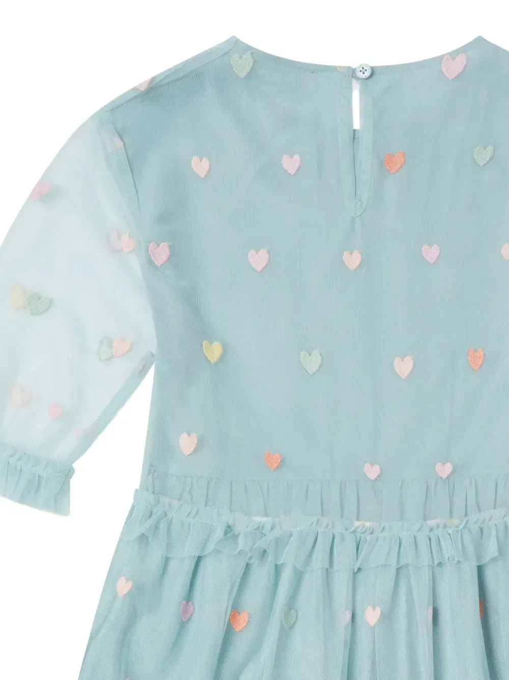 Платье с вышивкой в форме сердца и оборками Stella McCartney Kids, синий — фото 3
