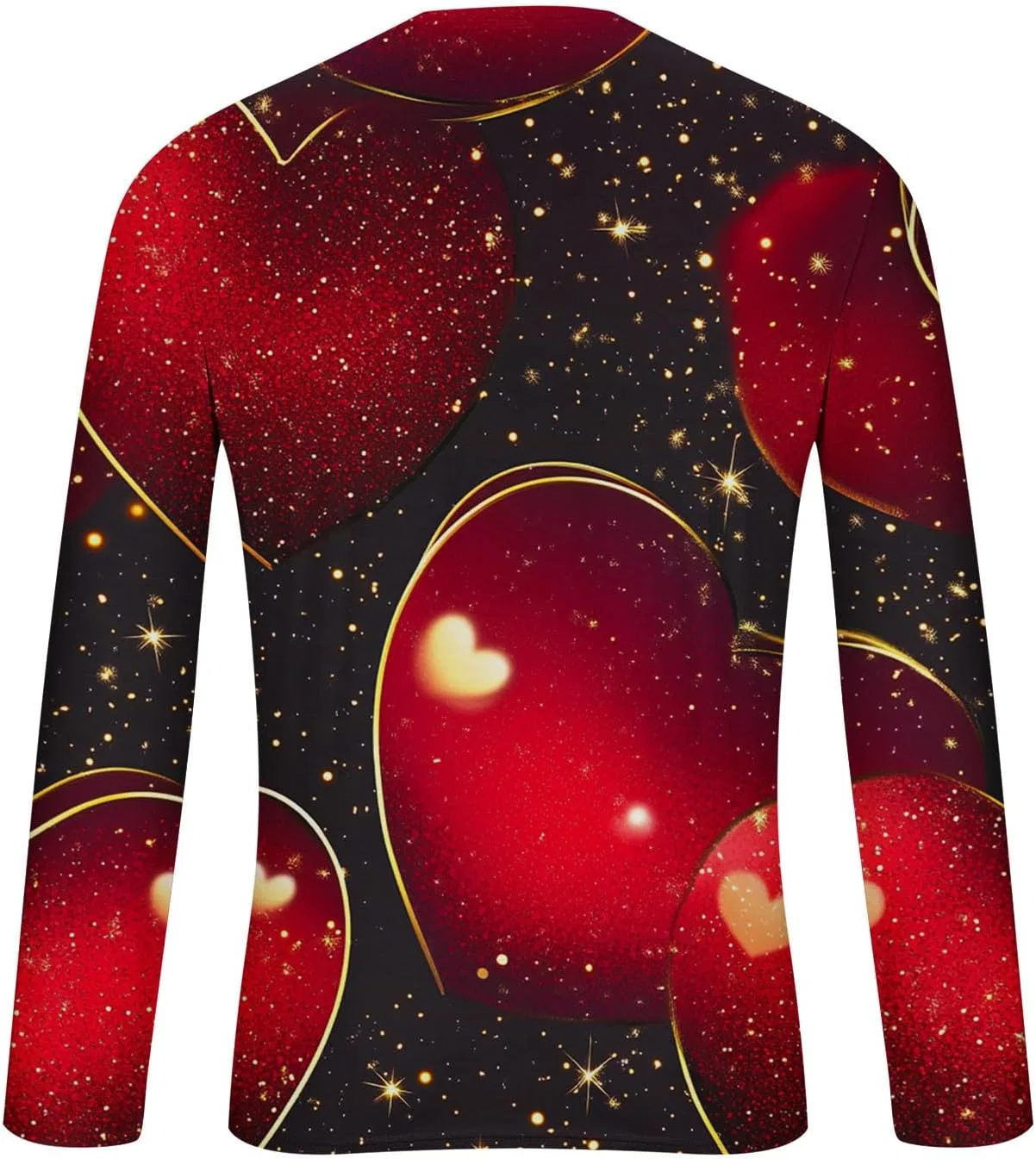 Мужская футболка с принтом сердца Long Sleeve, Red — фото 4