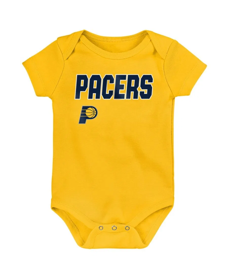 Комплект из 3 боди с коротким рукавом, с принтом Indiana Pacers Outerstuff, Navy, Gold — фото 4