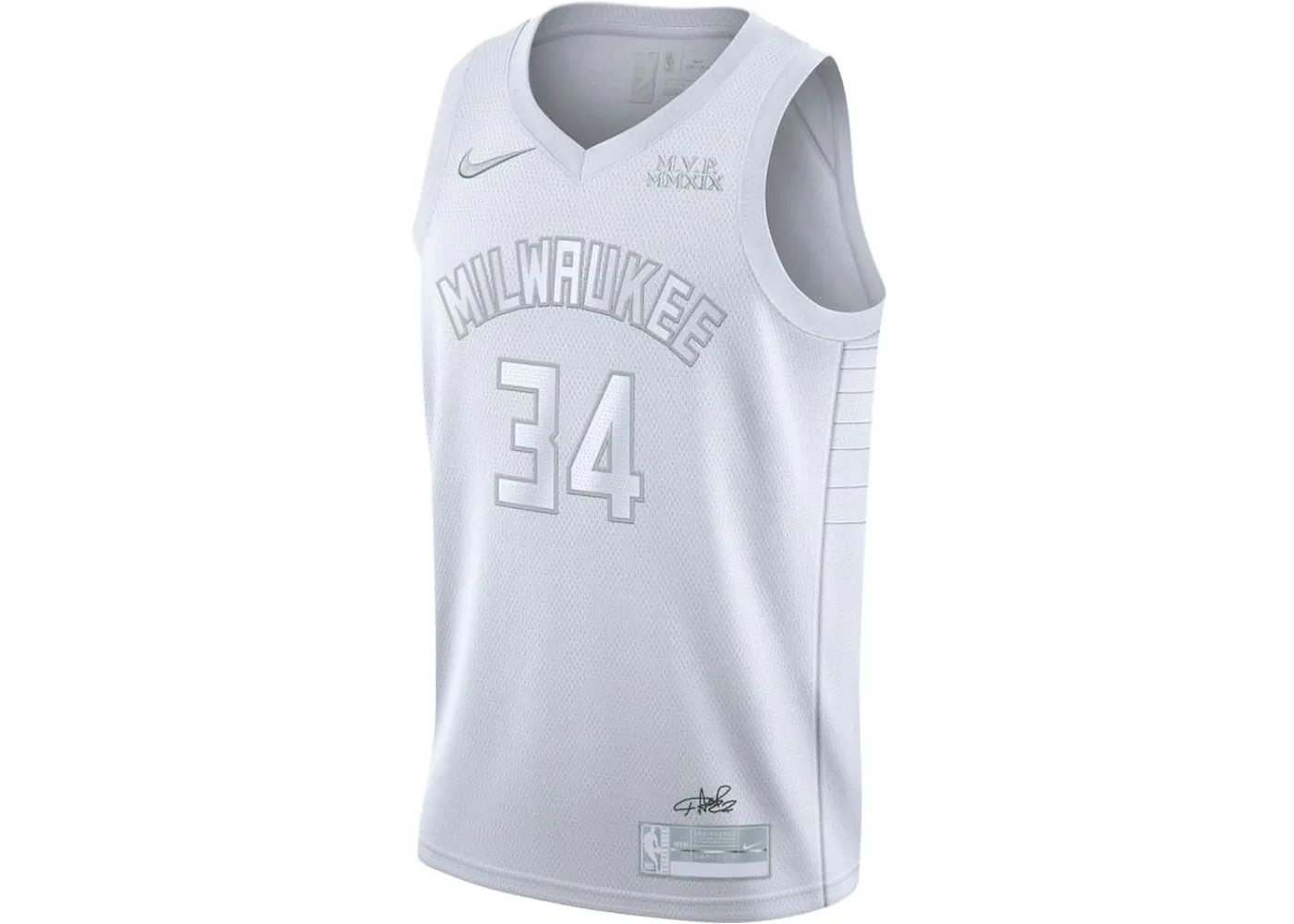 Мужская баскетбольная джерси Milwaukee Bucks MVP 34 Antetokounmpo Nike, White