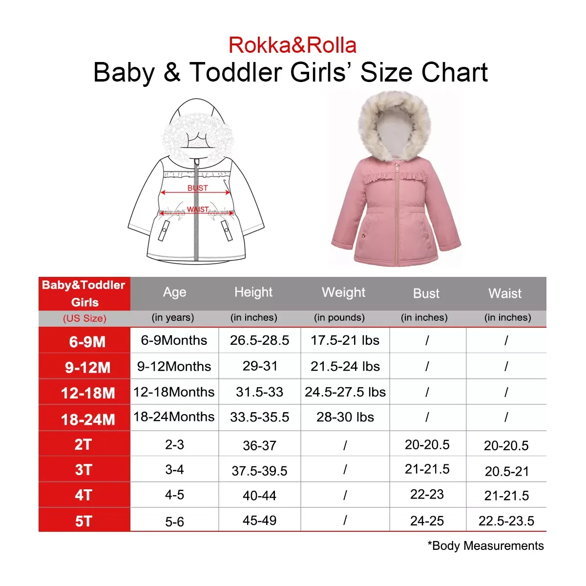 Детское пальто для девочек с флисовой подкладкой Rokka&Rolla, Rose Pink — фото 2