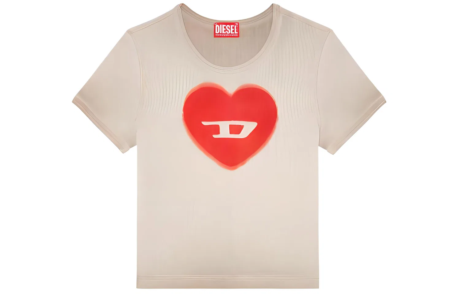Женская футболка с принтом T-Ele Logo Heart DIESEL, Light Umber