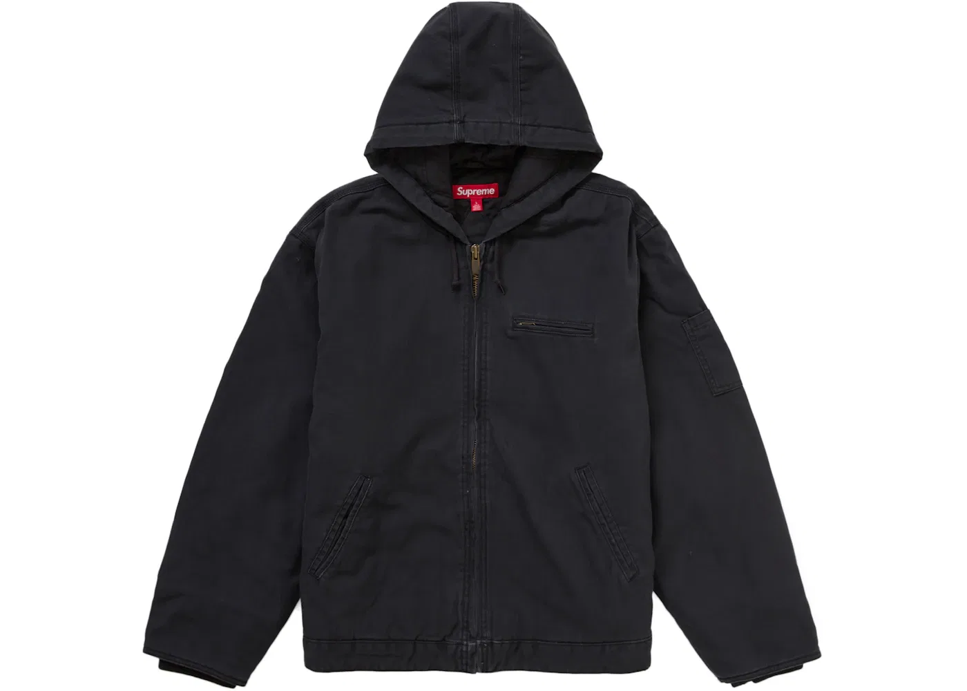Мужская куртка-бомбер с капюшоном Supreme Thrasher Hooded Work Jacket, Black — фото 3