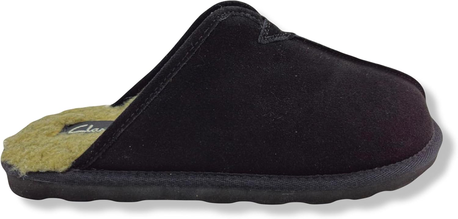 Мужские тапочки Clarks с мягким мехом, черный/бежевый — фото 2