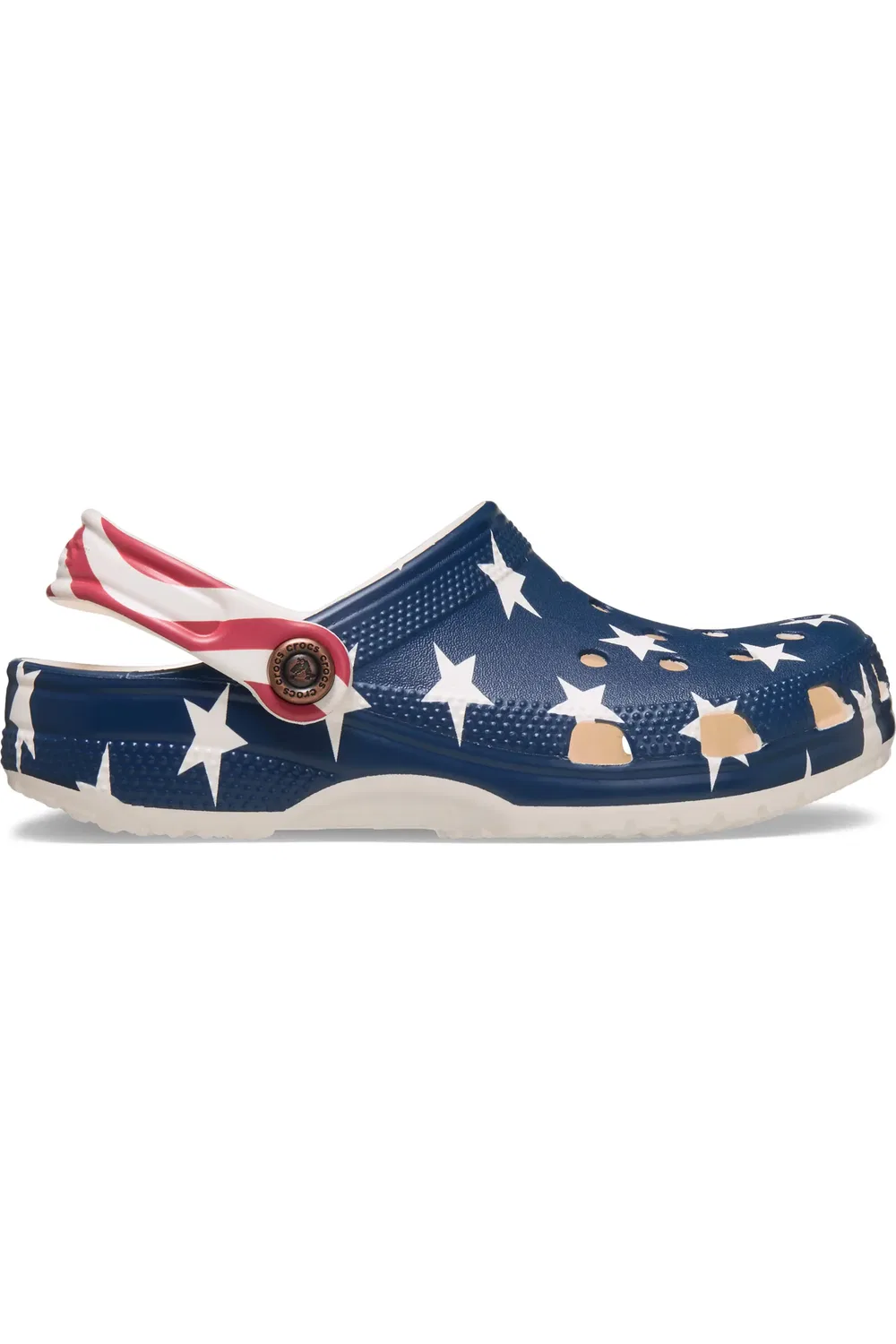 Детские сабо патриотические с ремешком Classic Clog Crocs, Chalk/Multi — фото 2