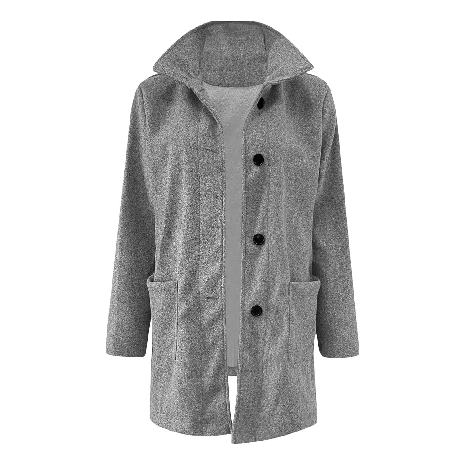 Женское длинное пальто из искусственного меха с принтом, модель Faux Fur Trench Jacket, Grigio