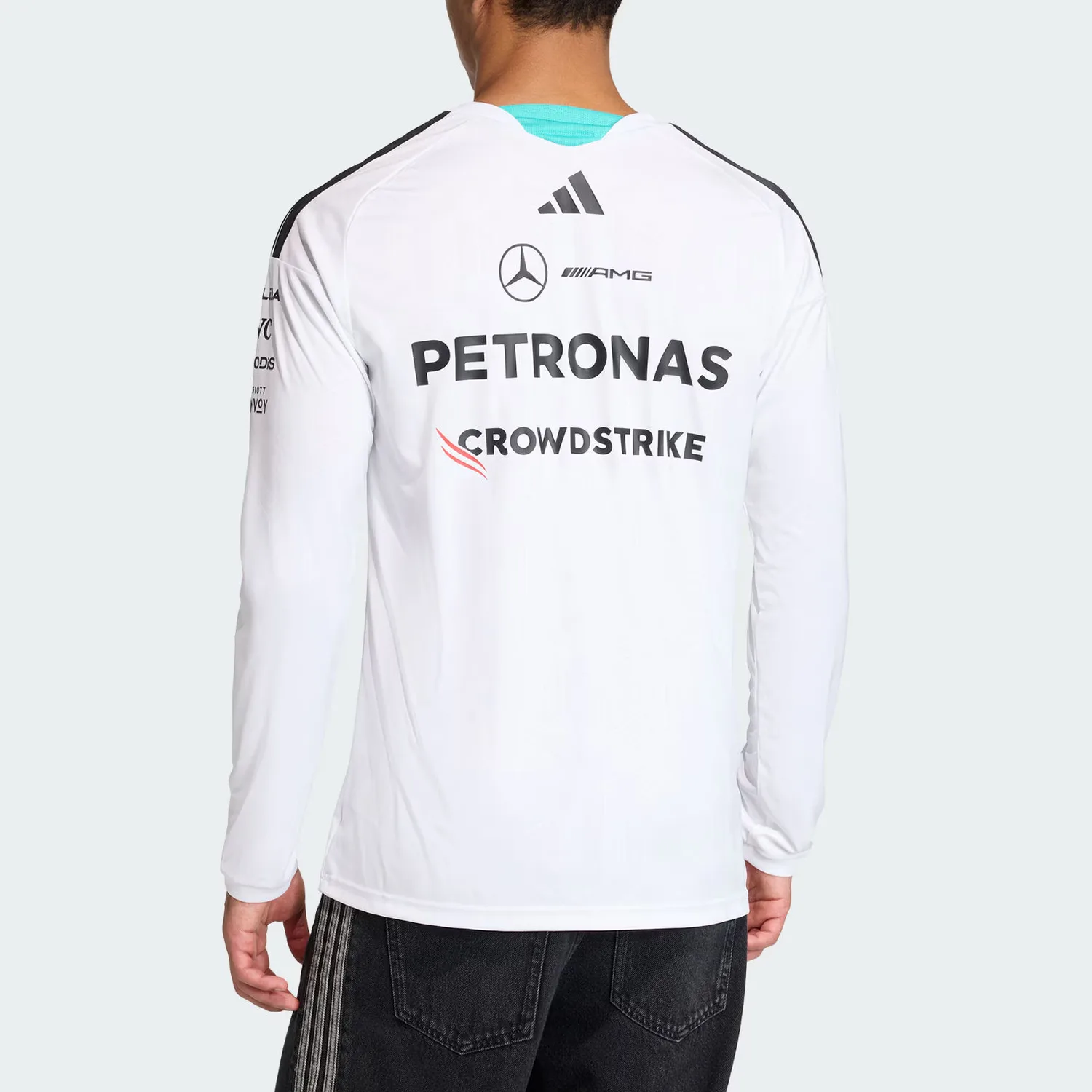Футболка Mercedes AMG Petronas Formula 1 Team для мужчин, быстросохнущая Adidas, белый — фото 4