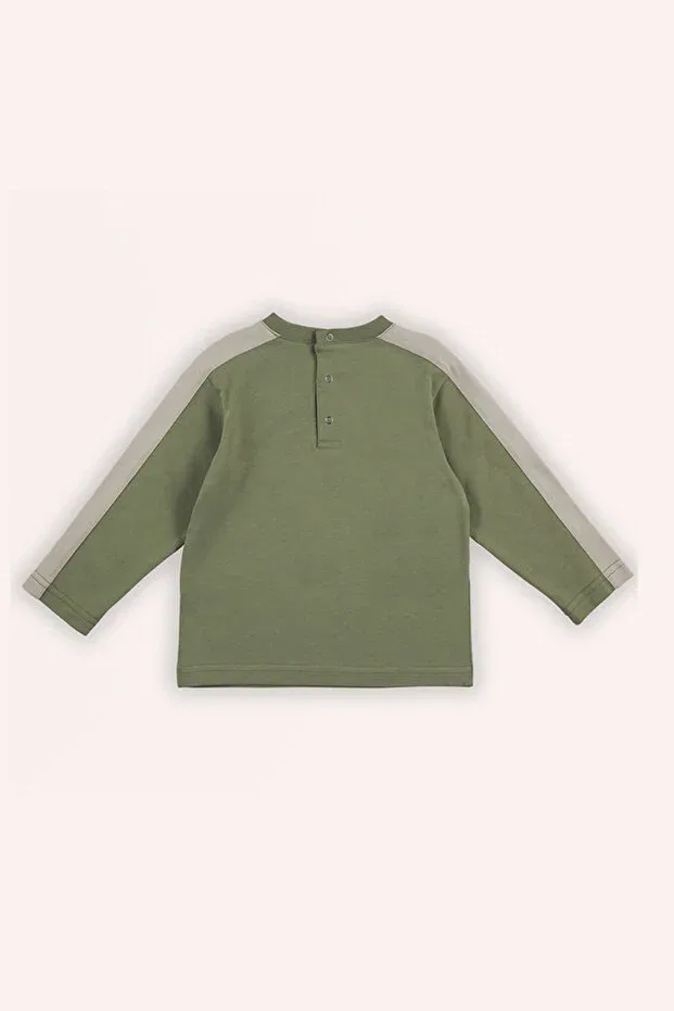 Детская футболка для мальчиков с принтом Long Sleeve Panço, Khaki — фото 2