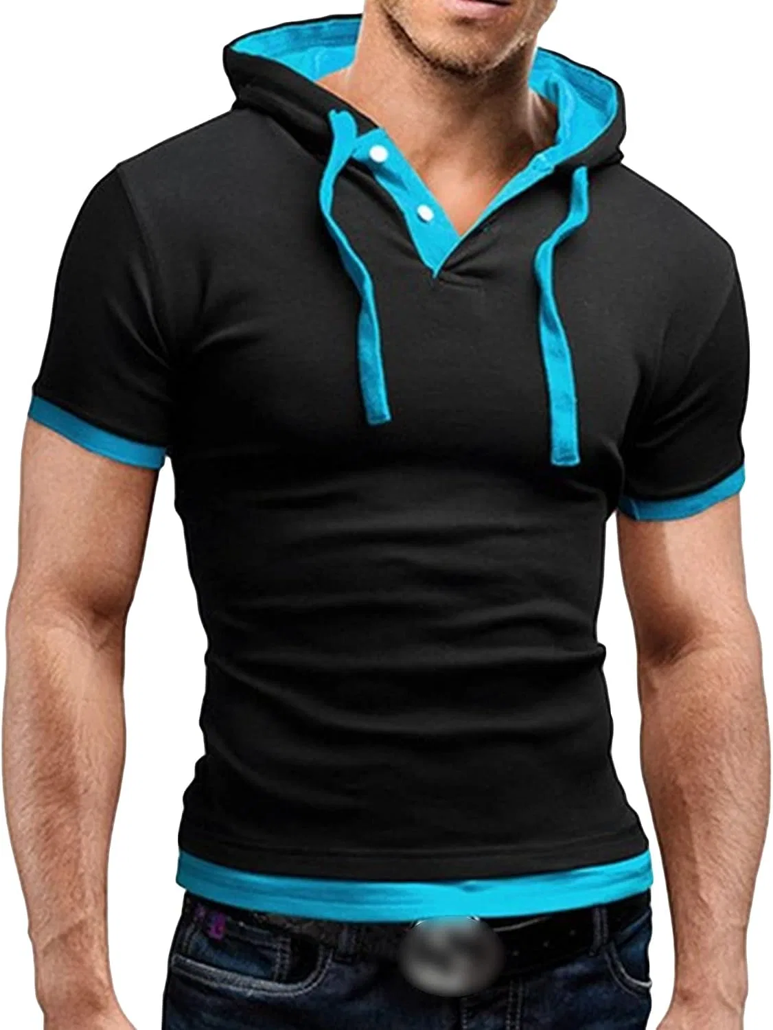 Мужская футболка с капюшоном Slim Fit, Black