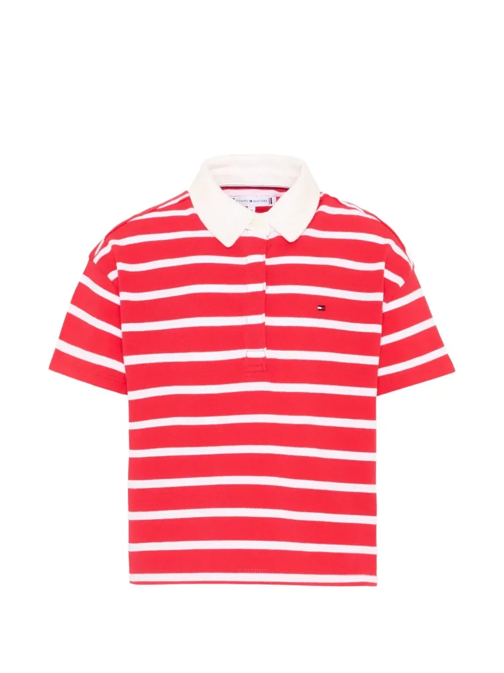 Поло в полоску с короткими рукавами Tommy Hilfiger Junior, красный