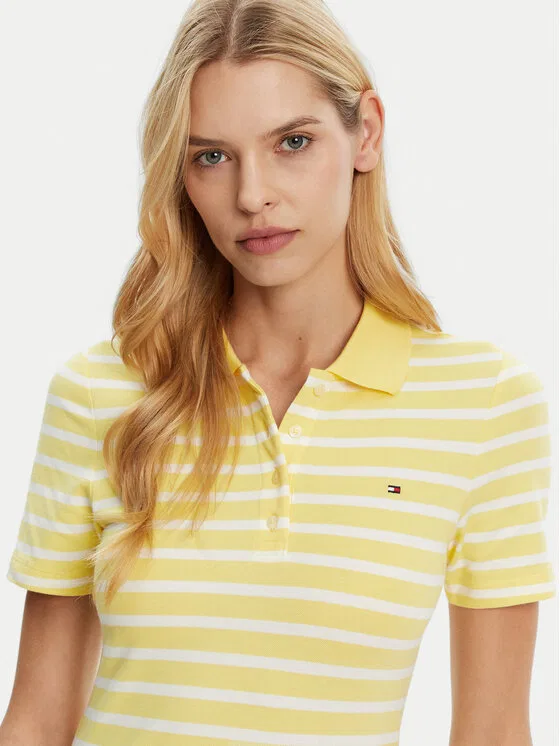 Поло slim fit Tommy Hilfiger, желтый — фото 4