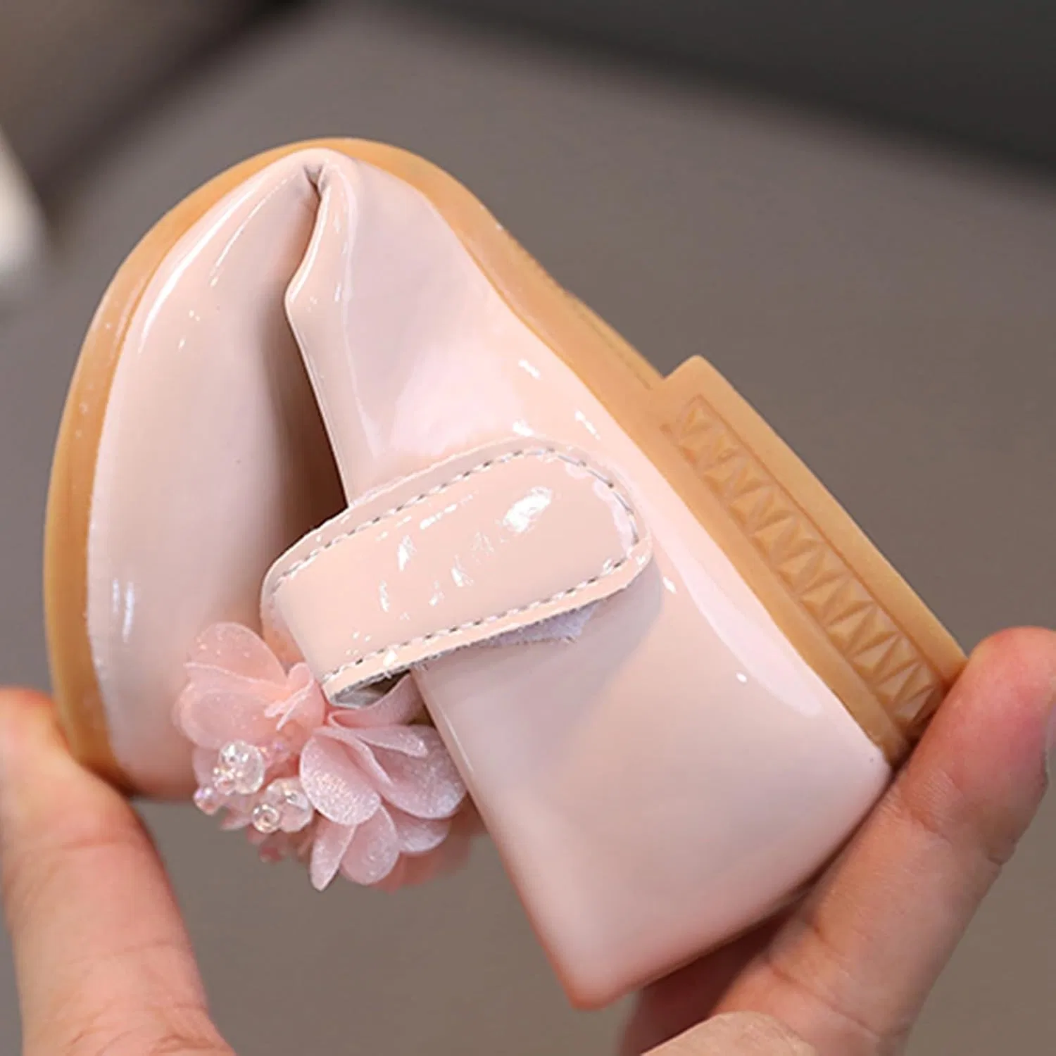 Детские туфли Мэри Джейн для девочек с цветком и закрытым носком, Pink — фото 2