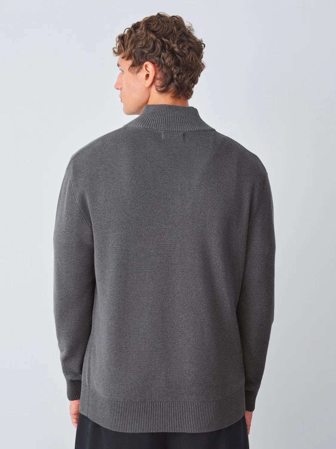 Джемпер с четверть-застежкой молния, Charcoal Grey, Stag Logo Next — фото 3