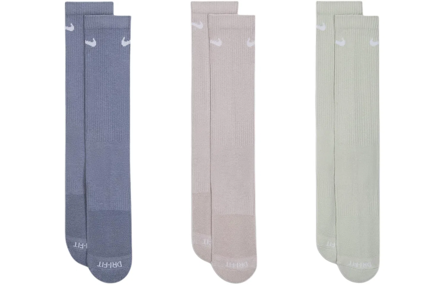 Мужские носки средней высоты, комплект из 3 пар, Nike, Purple/Pink/Green