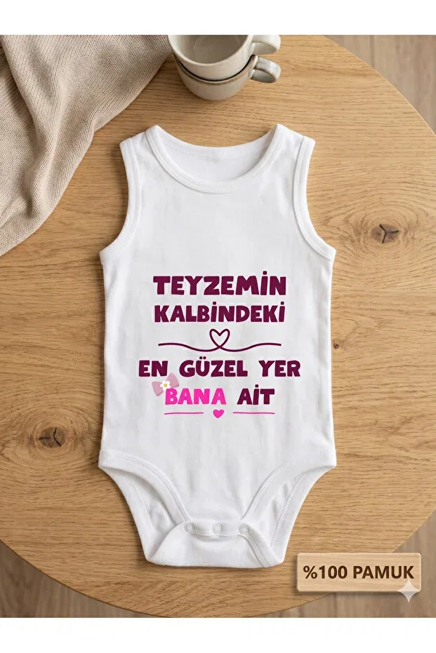 Детское боди с принтом для новорожденных Wherever i am in my aunt's heart is mine Hazden, White — фото 3