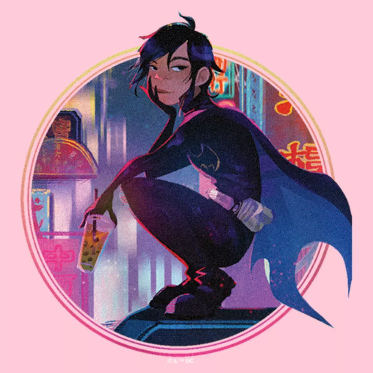 Детская футболка с принтом Batgirl City Crouch DC Comics, Light Pink — фото 2