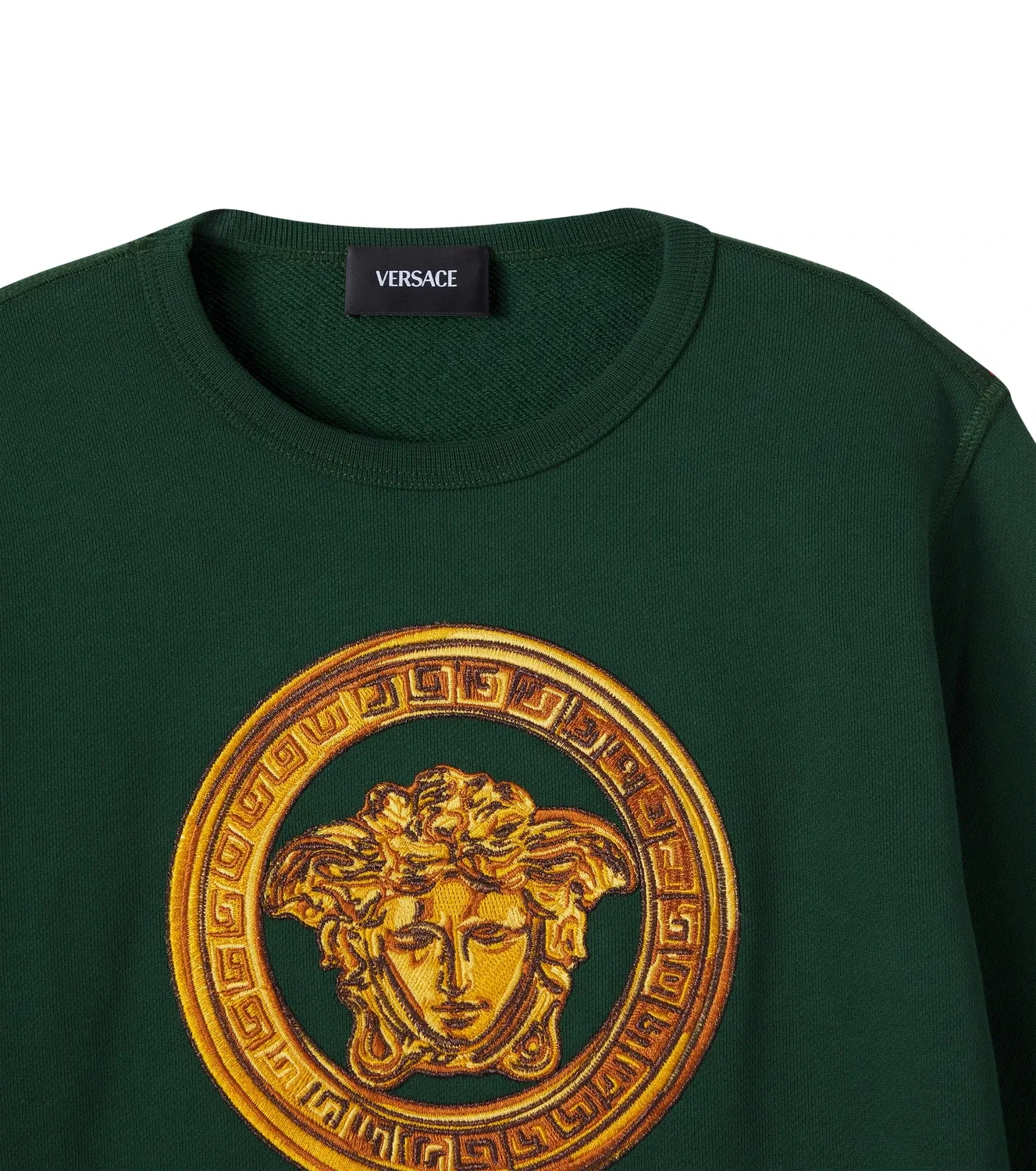 Свитшот хлопковый Medusa Versace Kids, зеленый — фото 3