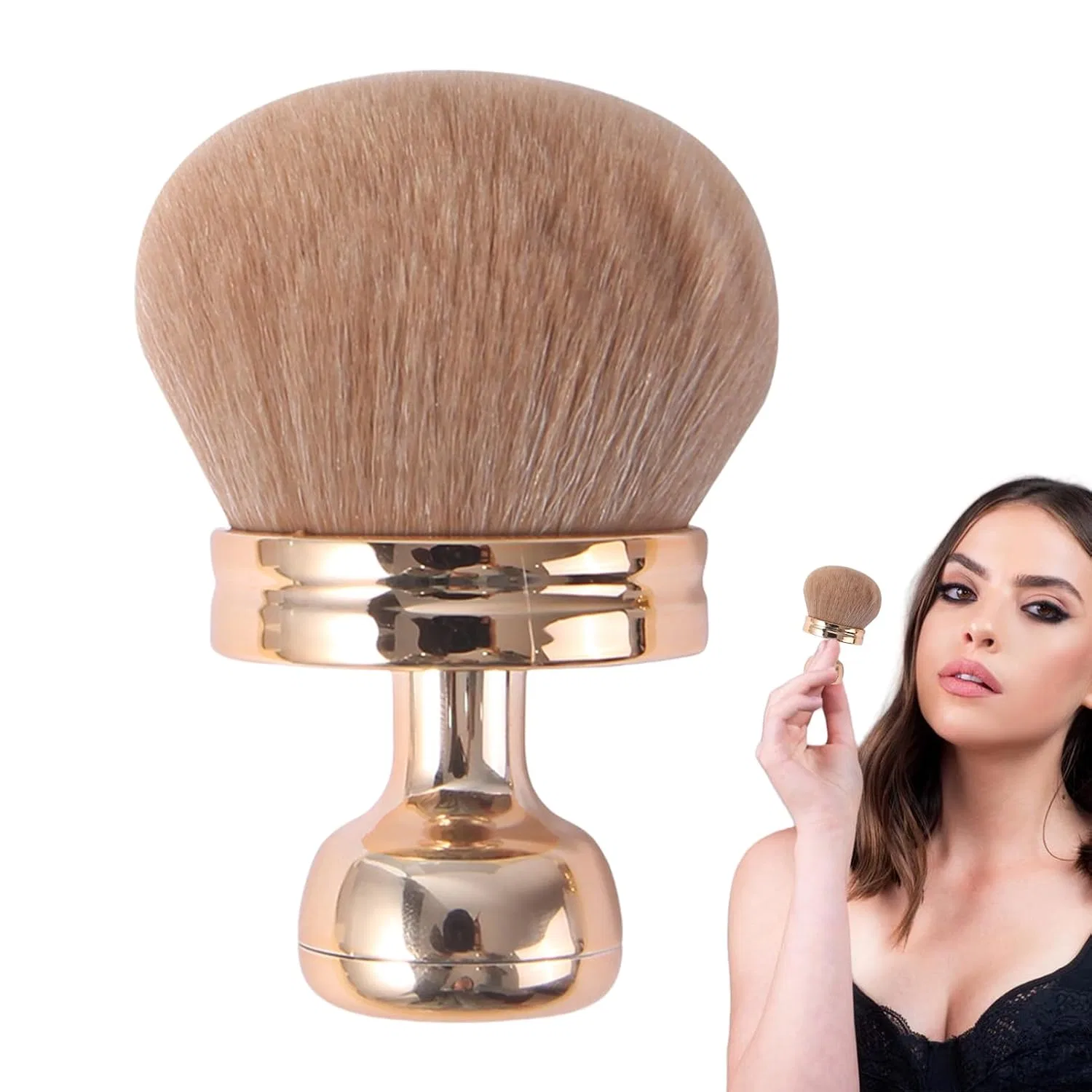 Кисть для автозагара, синтетическое волокно + ABS, Tewzafiya, 1 шт, Rose Gold