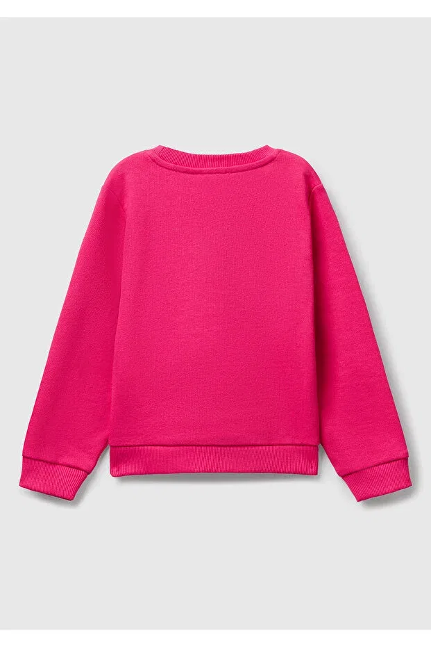 Детские свитшот для девочек с принтом United Colors Of Benetton, Pink — фото 2