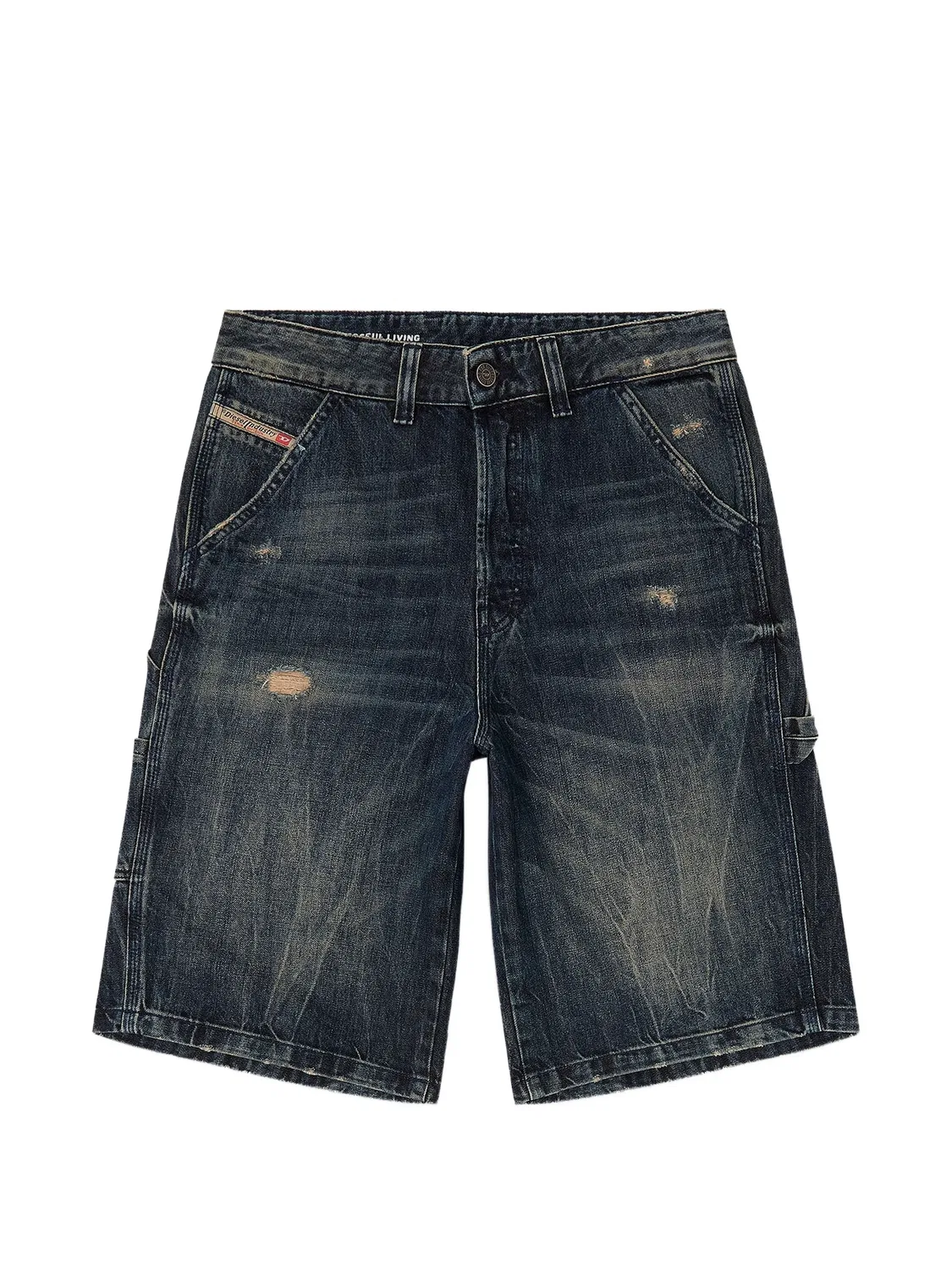 Джинсовые Cargo Шорты На Кнопках Diesel, синий