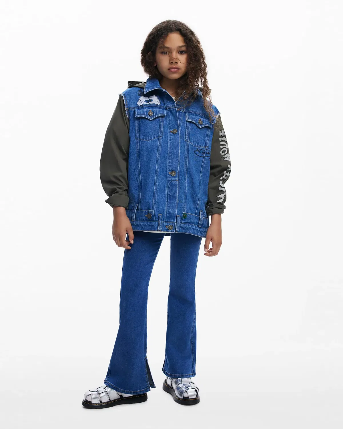 Детский плащ для девочек с принтом Mickey and Minnie Mouse Desigual, Azul / Gris — фото 4